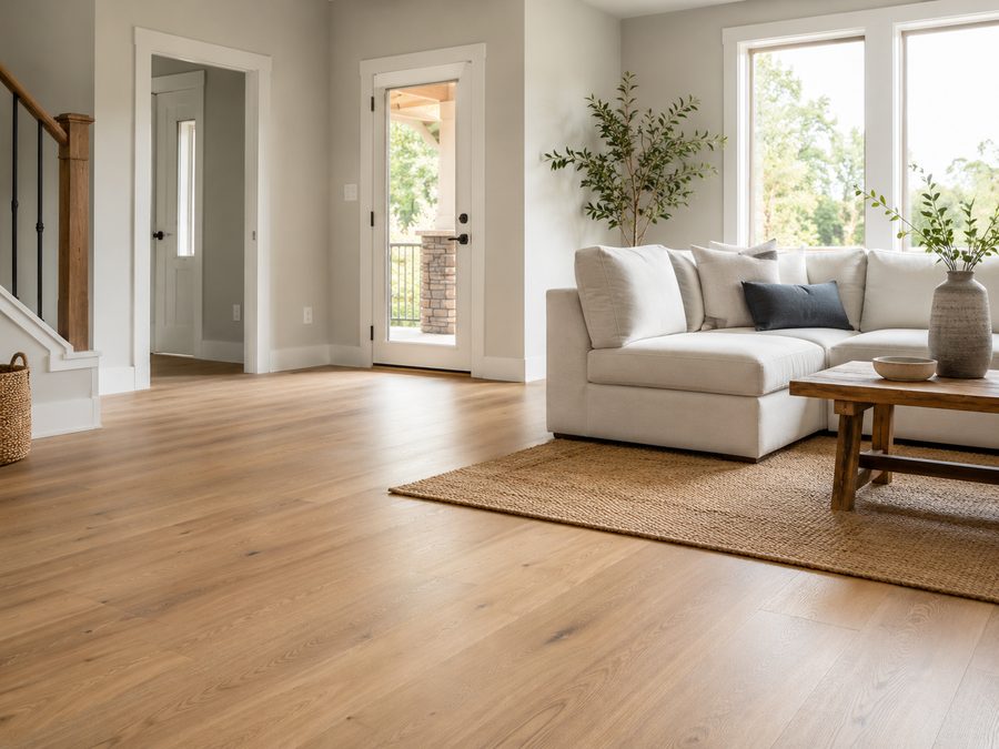 Living room with new wood flooring